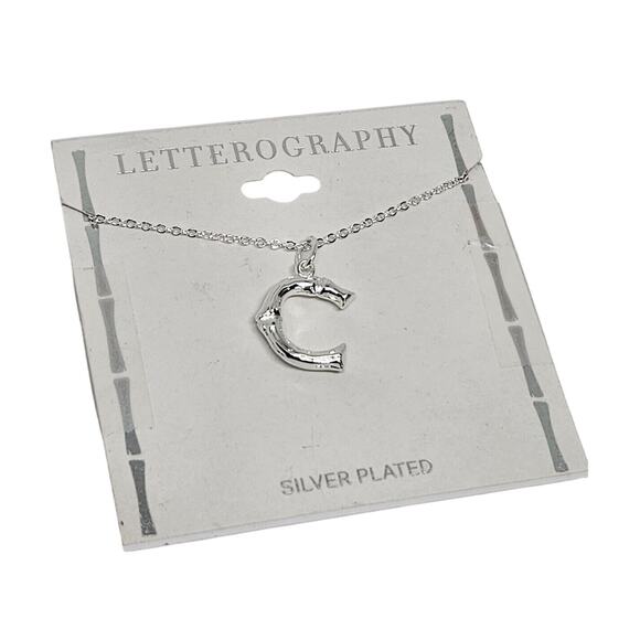 Silver Plated 'C' Initial Pendant Necklace Chic Stylish Fashion Shiny Trendy NWT - Picture 1 of 10